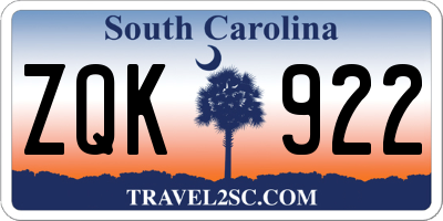 SC license plate ZQK922