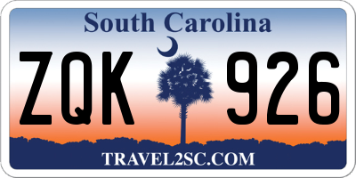 SC license plate ZQK926