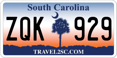 SC license plate ZQK929