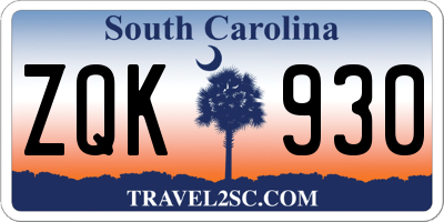 SC license plate ZQK930