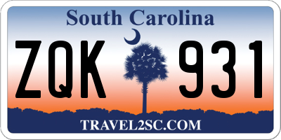 SC license plate ZQK931