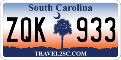 SC license plate ZQK933