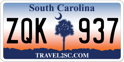SC license plate ZQK937