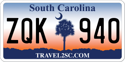 SC license plate ZQK940