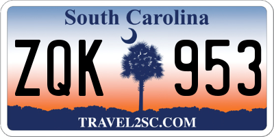 SC license plate ZQK953