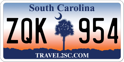 SC license plate ZQK954