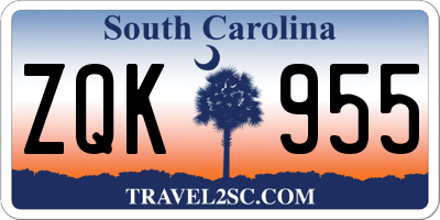 SC license plate ZQK955