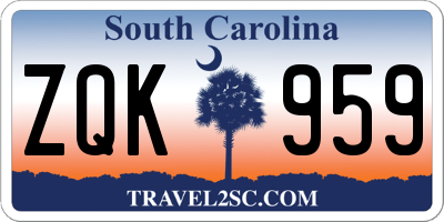 SC license plate ZQK959