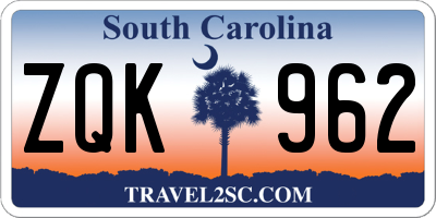 SC license plate ZQK962