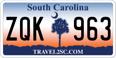 SC license plate ZQK963