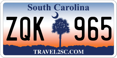 SC license plate ZQK965