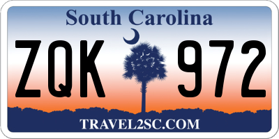 SC license plate ZQK972