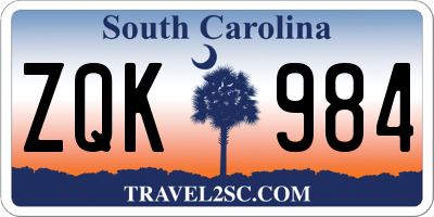 SC license plate ZQK984