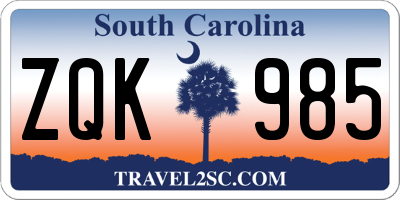 SC license plate ZQK985