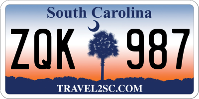 SC license plate ZQK987