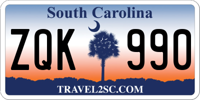SC license plate ZQK990