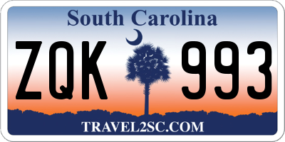 SC license plate ZQK993