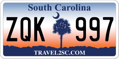 SC license plate ZQK997