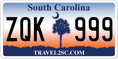 SC license plate ZQK999