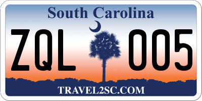 SC license plate ZQL005