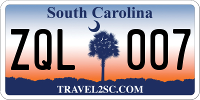 SC license plate ZQL007