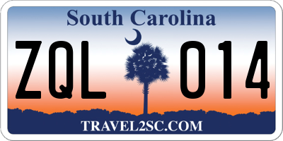 SC license plate ZQL014