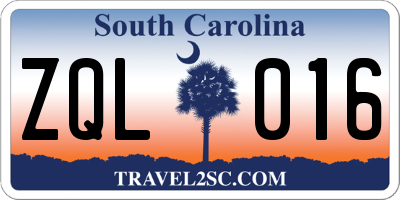 SC license plate ZQL016