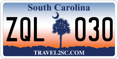 SC license plate ZQL030
