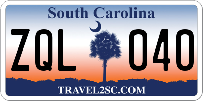 SC license plate ZQL040