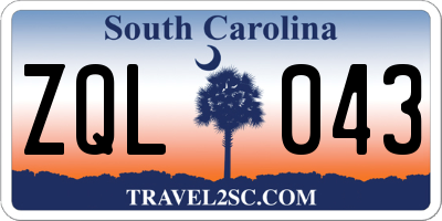 SC license plate ZQL043