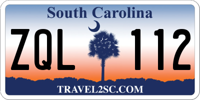 SC license plate ZQL112