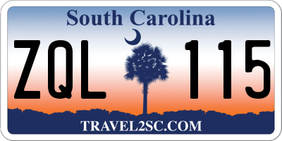 SC license plate ZQL115