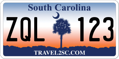 SC license plate ZQL123