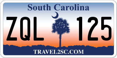 SC license plate ZQL125