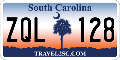 SC license plate ZQL128