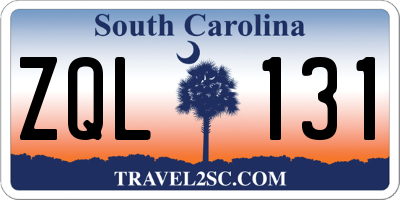 SC license plate ZQL131