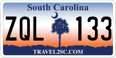SC license plate ZQL133