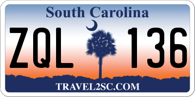 SC license plate ZQL136