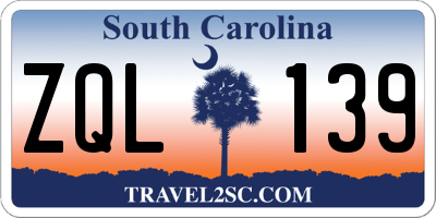 SC license plate ZQL139