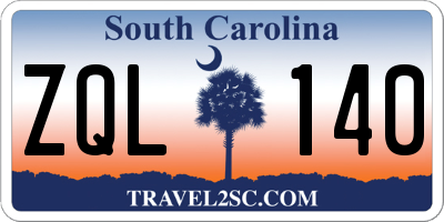 SC license plate ZQL140