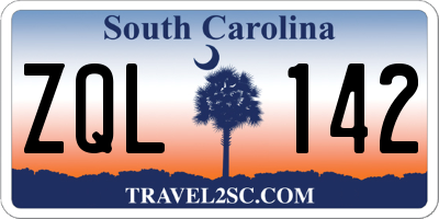 SC license plate ZQL142