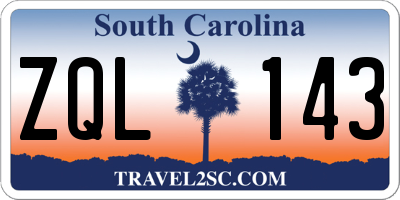 SC license plate ZQL143