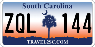 SC license plate ZQL144