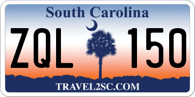 SC license plate ZQL150