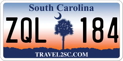 SC license plate ZQL184