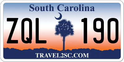 SC license plate ZQL190