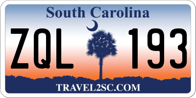 SC license plate ZQL193