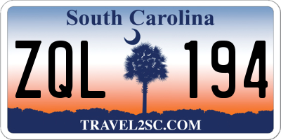 SC license plate ZQL194