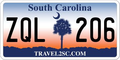 SC license plate ZQL206
