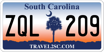 SC license plate ZQL209
